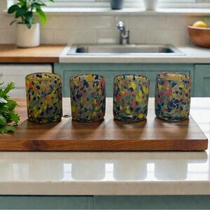 Colorful Watercolor Glass Wine Bottle Tumblers (4)